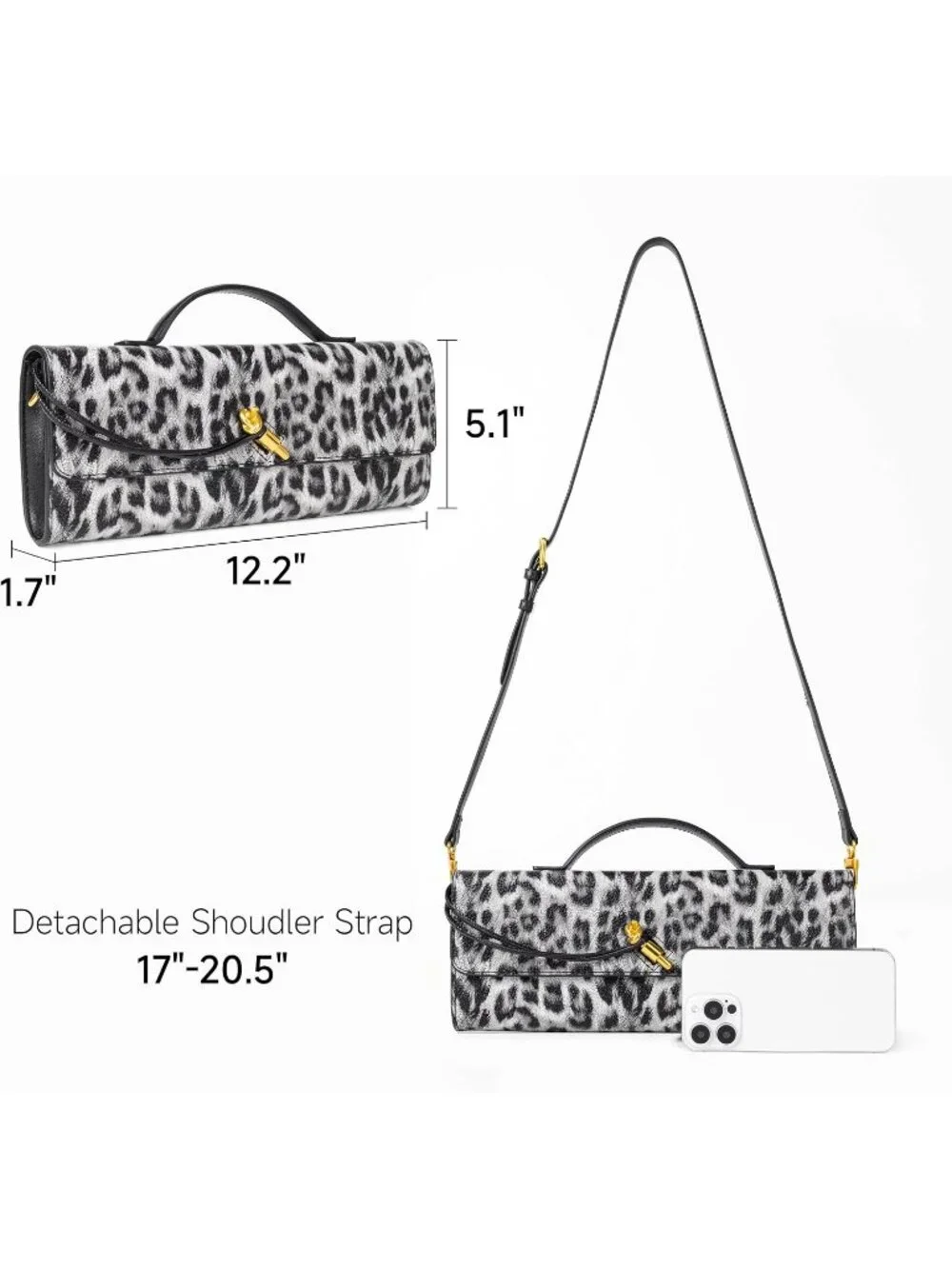 Women Snow Leopard Leather Suede Woven Clutch Purse For Evening Crossbody Bag